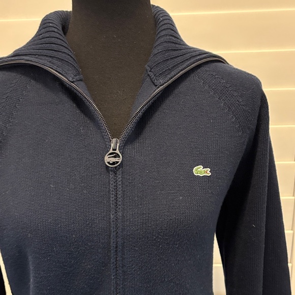 Lacoste Navy Blue Zip-Up Sweater women’s M 40 - Picture 1 of 4